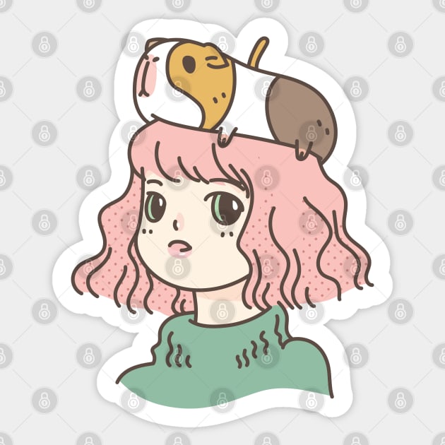 Guinea pig lady Sticker by Noristudio